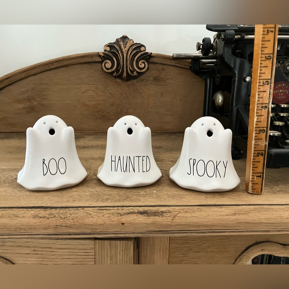 Rae Dunn GHOST TRIO Mini BOO SPOOKY HAUNTED Halloween